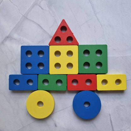Nesta Toys Shape Sorter | Stacker | Lacing Toy - Multicolor