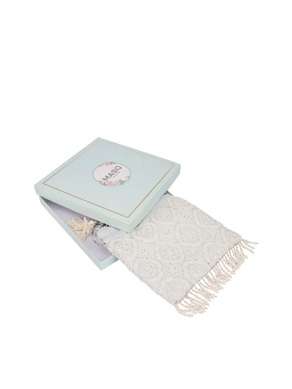 Masq Magenta & White Embroidered Potli Clutch
