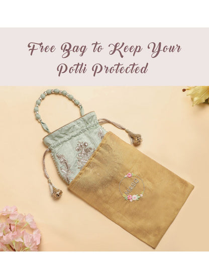 Masq Pink & Gold-Toned Embellished Potli Clutch