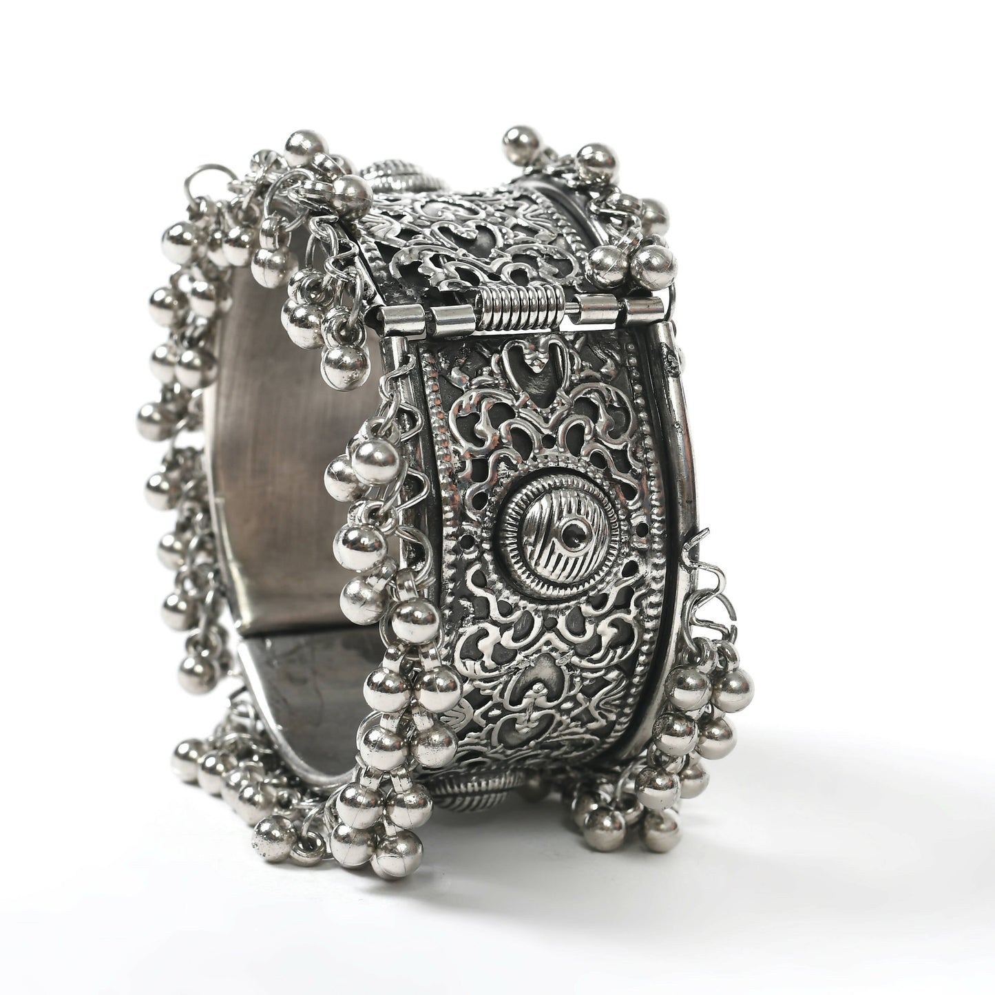Mominos Fashion Joharkamal Oxidised Silver-Plated Ghungroo Handcraft Bracelet - Design 022
