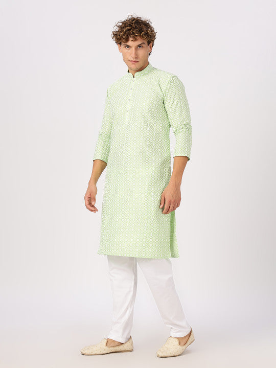 Anouk Ethnic Motifs Embroidered Thread Work Cotton Straight Kurta