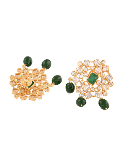 Saraf RS Jewellery Gold-Polished White & Green American Diamond Studded Choker Jewellery Set
