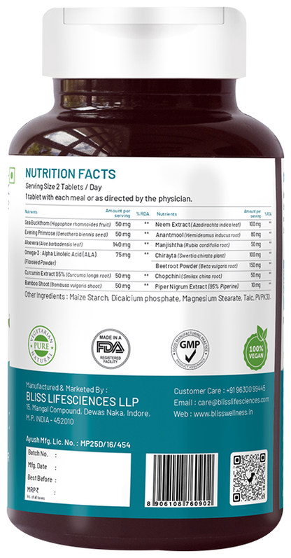 Bliss Welness Body Skin Detox Veg Tablet