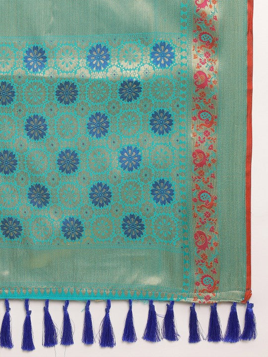 Fabmora Ethnic Motifs Woven Design Zari Banarasi Saree