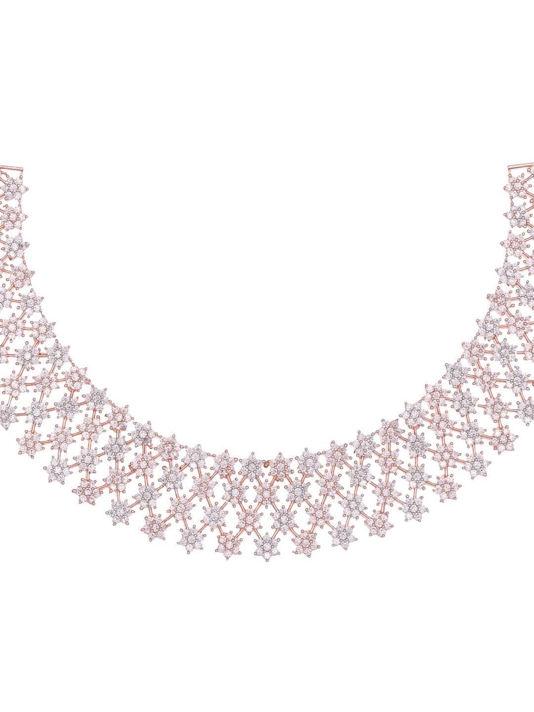 Saraf RS Jewellery White Rose Gold-Polished AD Studded Necklace Jewellery Set