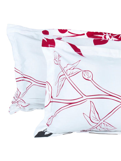 Story@home White & Pink Floral King Bedsheet with 2 Pillow Covers
