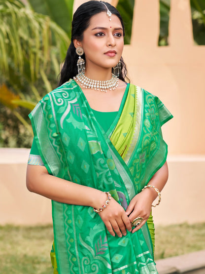Shree Shyam Fashion Light Green Pochampally Silk Saree