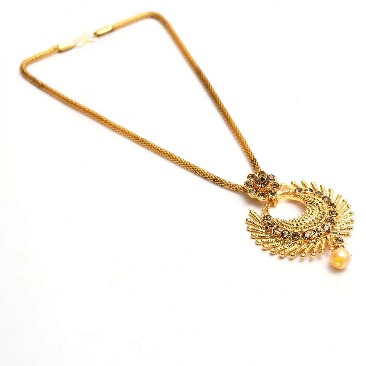 Mominos Fashion Johar Kamal Gold-Polished Brass Finish Long Necklace For Women (Golden)