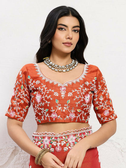 Teeya Creation New Trendy Wedding Special Party Wear Soft Nxc Moss Chiffon Saree-Orange