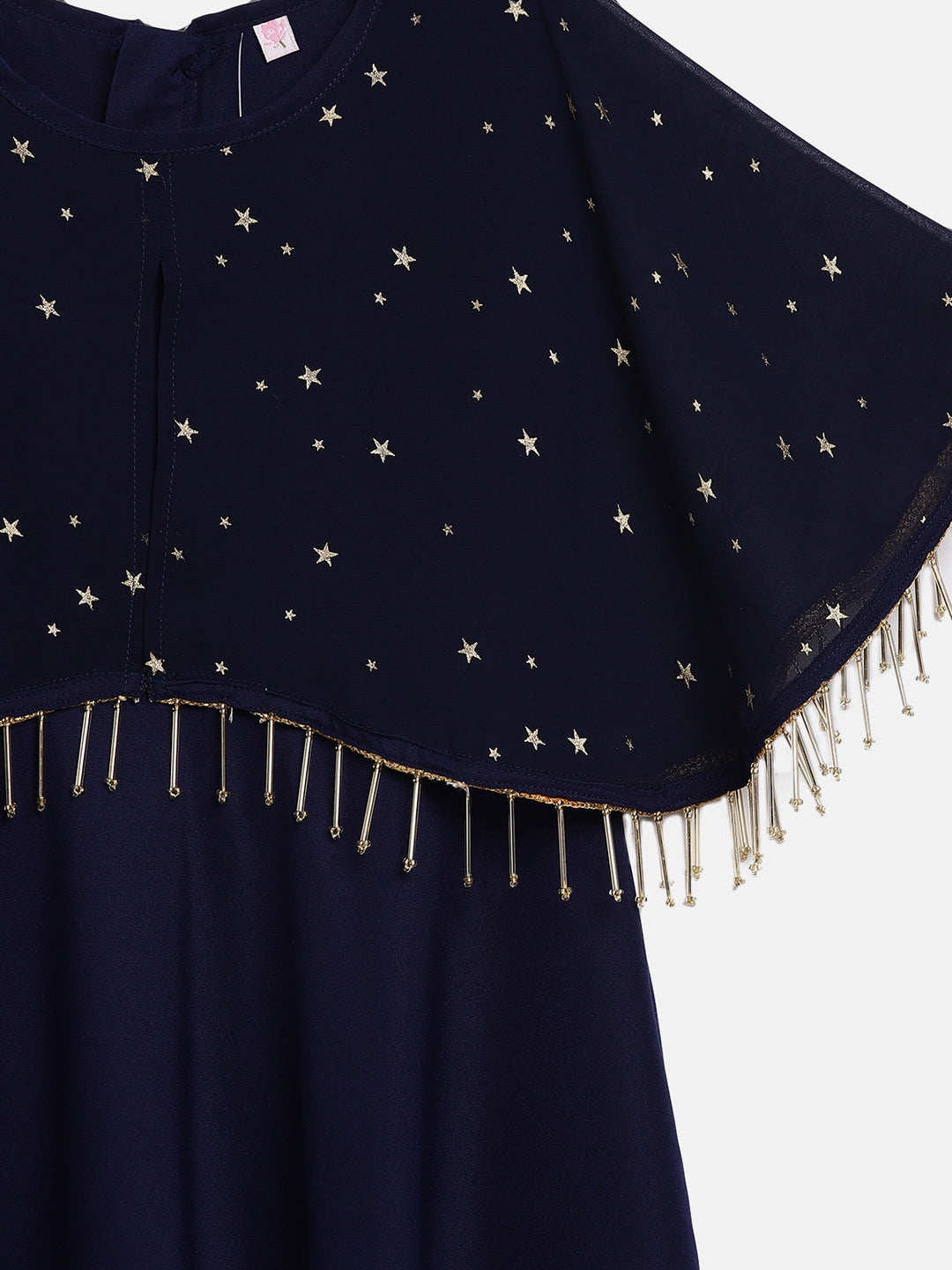 Ahalyaa Blue Crepe & Georgette A Line Girl's Kurta