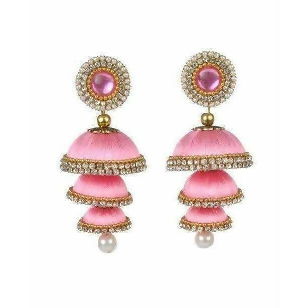 Baby Pink Color - 3 Step Jhumki Earrings