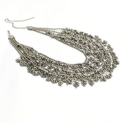 Mominos Fashion Johar Kamal Oxidised Silver-Plated Brass Finish Ghungroo Necklace with Earrings For Women