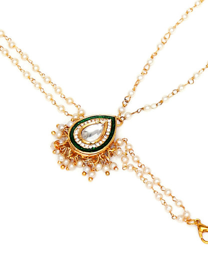 Kundan Hand Harness (gold) - Ruby Raang