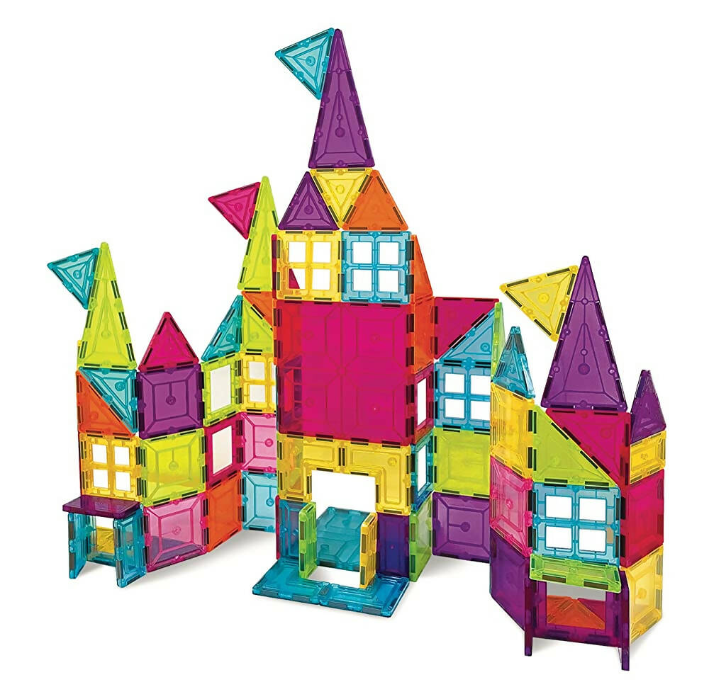 Kipa MagPlay Build A Castle 60 Pcs. Magnetic Tiles Set with Storage Container, Constructing and Creative Toy with Smart Outdoor BagPack for Kids