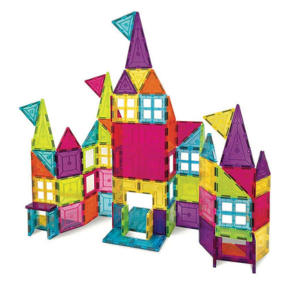 Kipa MagPlay Build A Castle 60 Pcs. Magnetic Tiles Set with Storage Container, Constructing and Creative Toy with Smart Outdoor BagPack for Kids