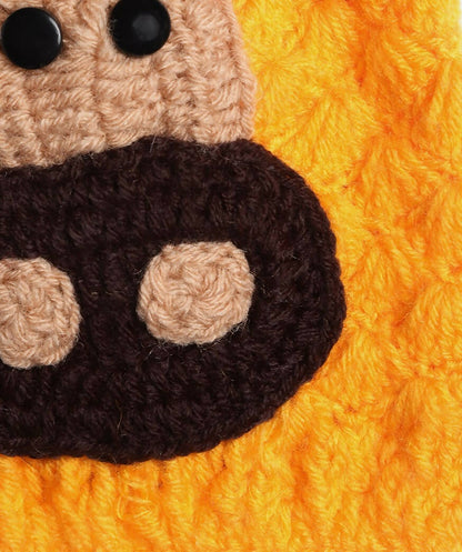 Chutput Kids Woollen Hand Knitted Giraffe Face Detailed Cap - Yellow