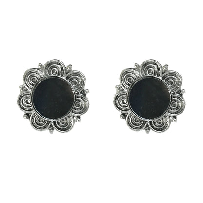 Mominos Fashion Johar Kamal Oxidised Silver-Plated Mirror Design Necklace Choker Set For Women
