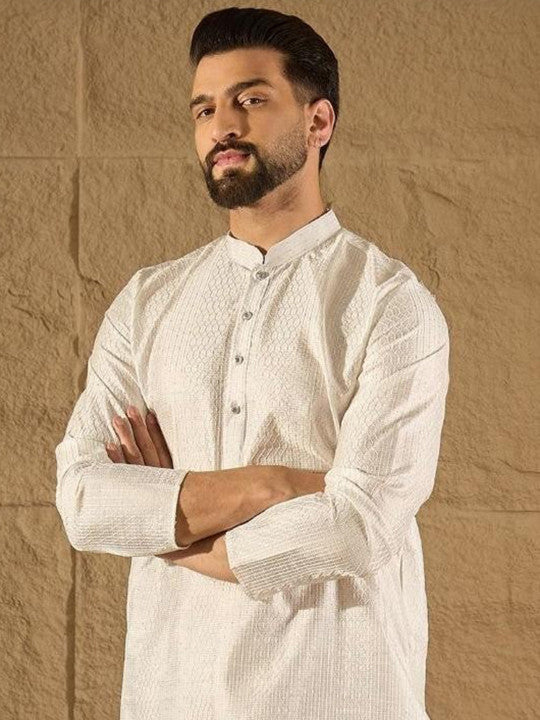 Anouk Men Embroidered Kurta White