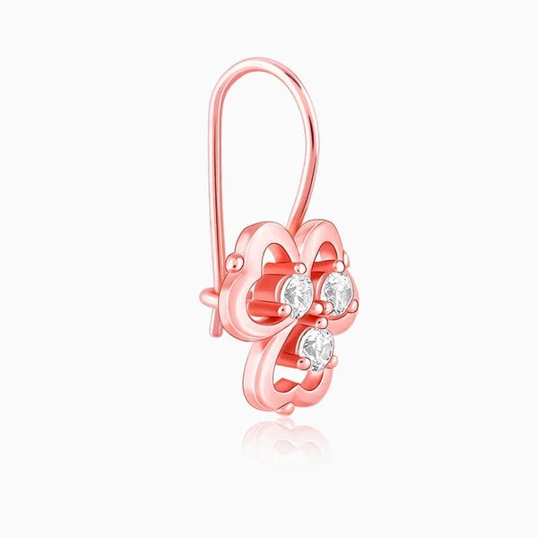 Rose Gold Three Leaf Clover Earrings