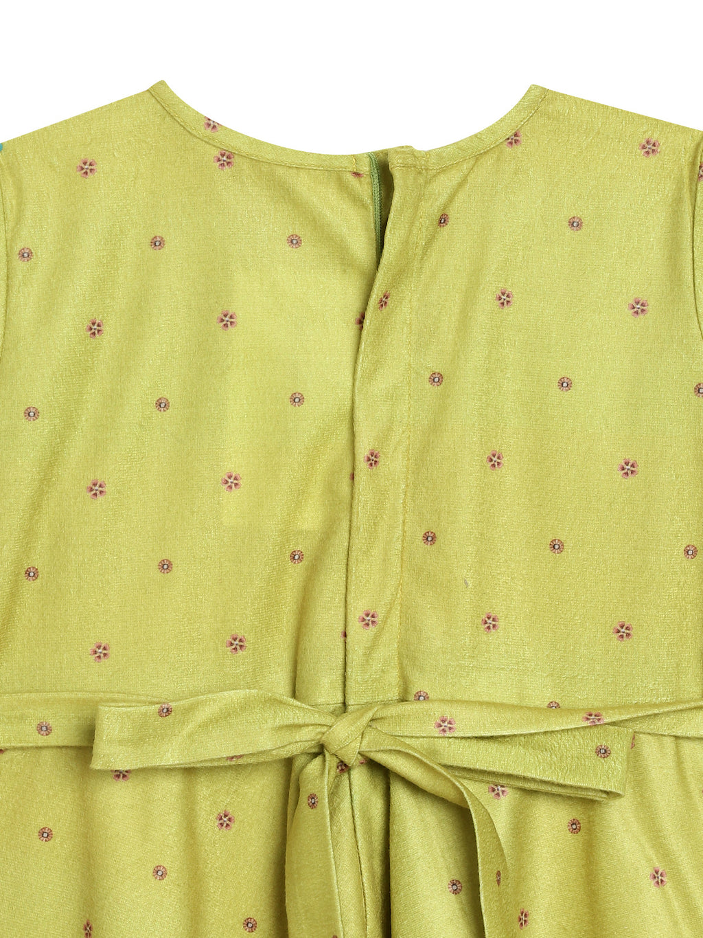 Ahalyaa Girls Printed A Line Velvet Maxi Kids Ethnic Dress