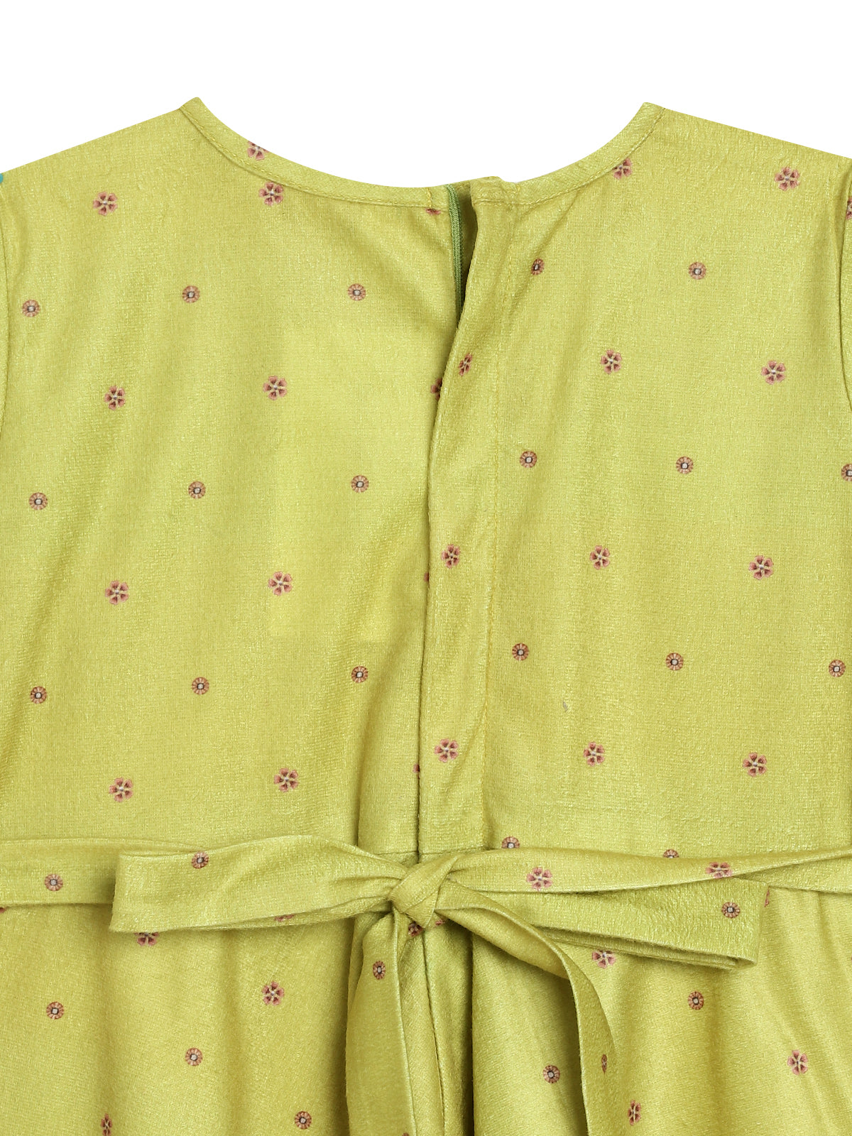 Ahalyaa Girls Printed A Line Velvet Maxi Kids Ethnic Dress