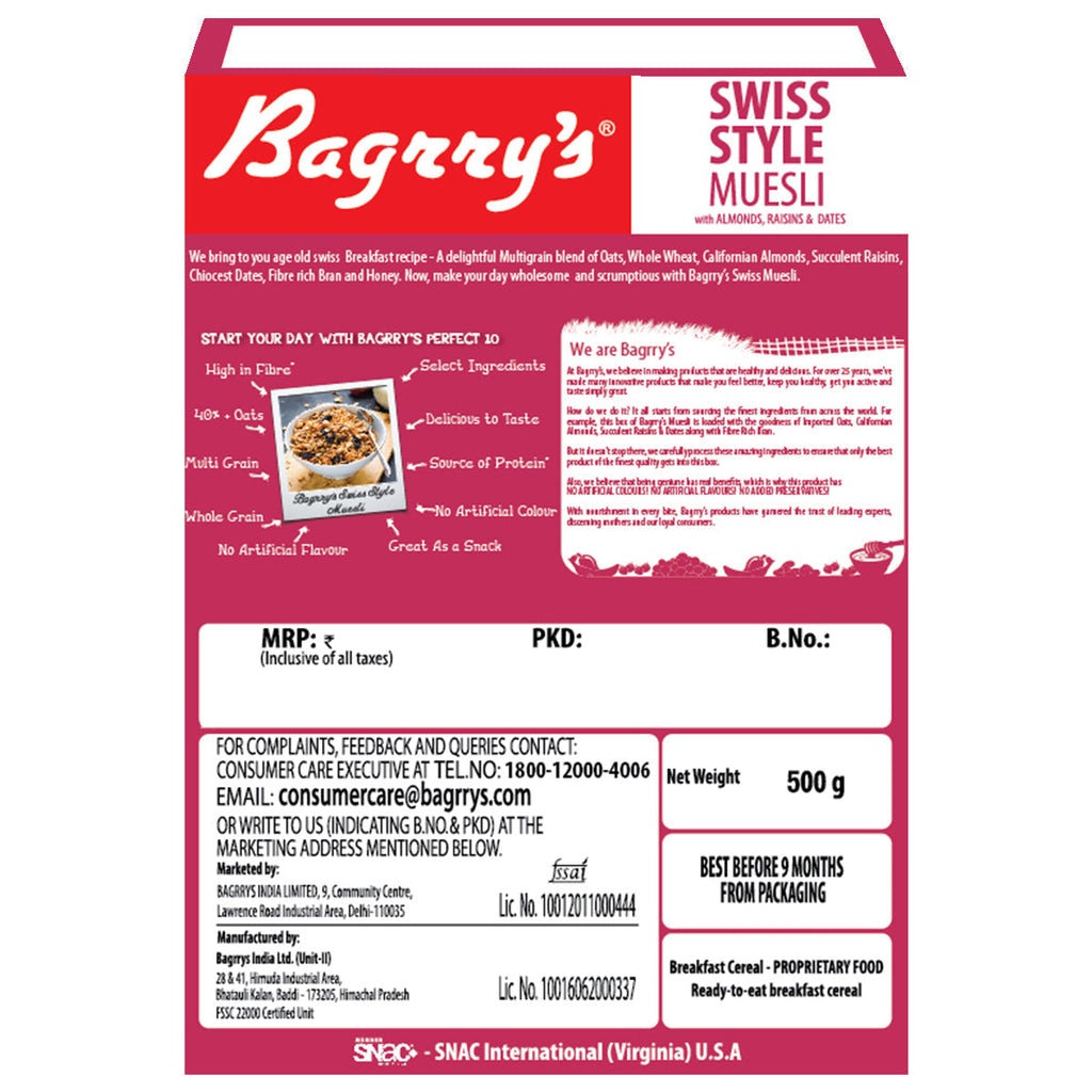 Bagrry's Swiss Style Muesli - 500 gms
