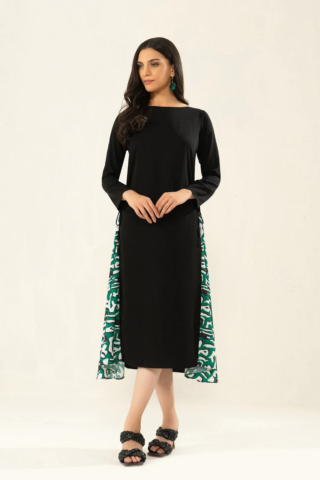Black Viscose Rayon Long Kaftan For Women's