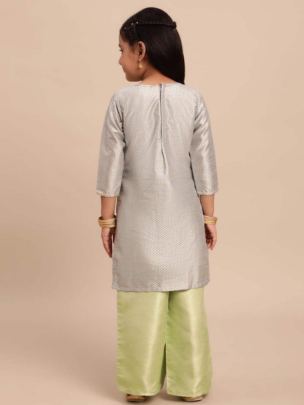 Ahalyaa Gold Poly Silk Straight Kurta Sets