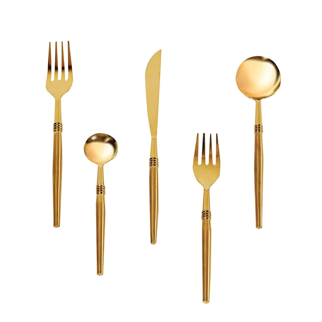 Nestroots Ringed Elegance Set of 5 Cutlery with Stylish Handles