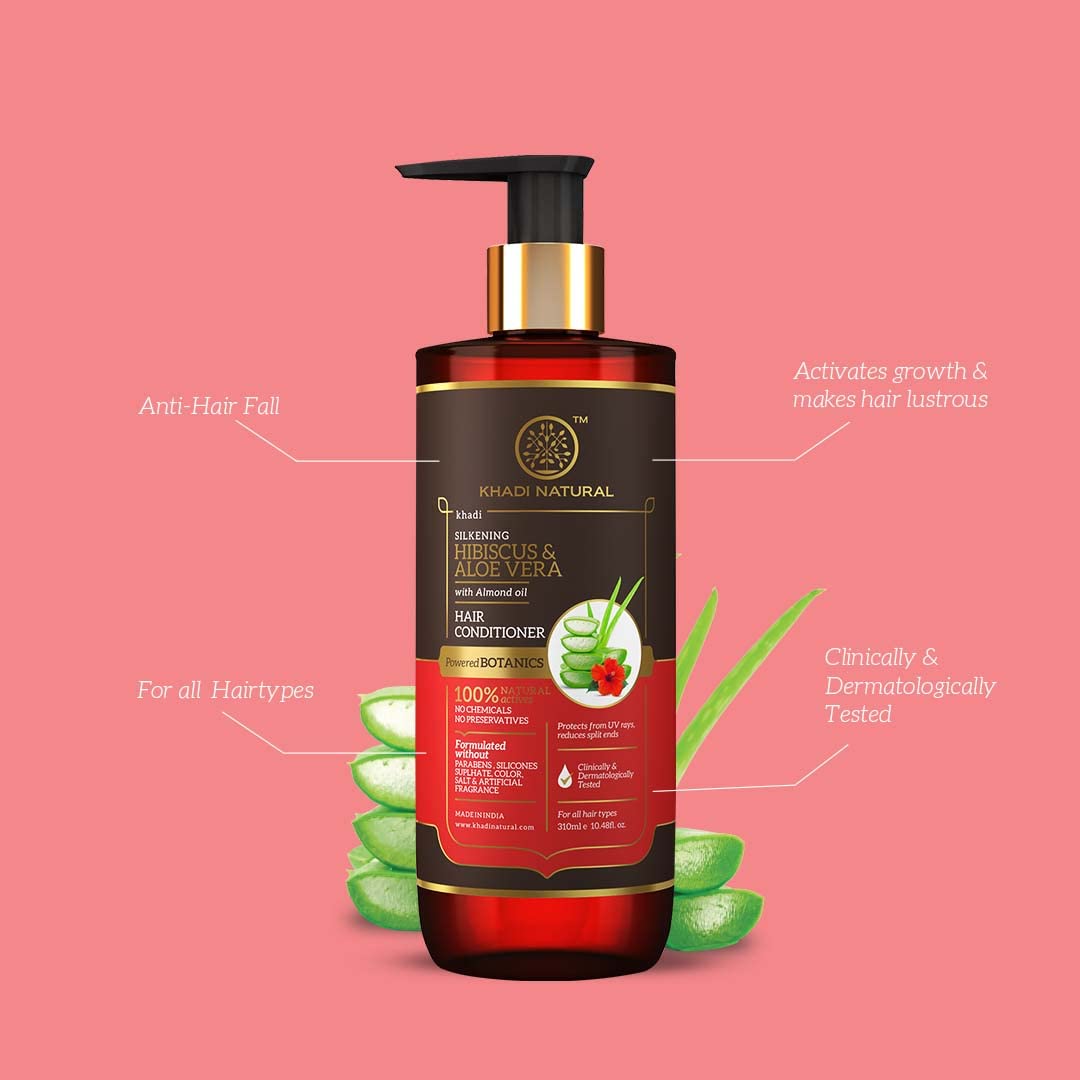 Khadi Natural Hibiscus & Aloe Vera Hair Conditioner - Parabens, Silicones, Sulphate, Color, Salt & Artificial Fragrance Free-310 ml