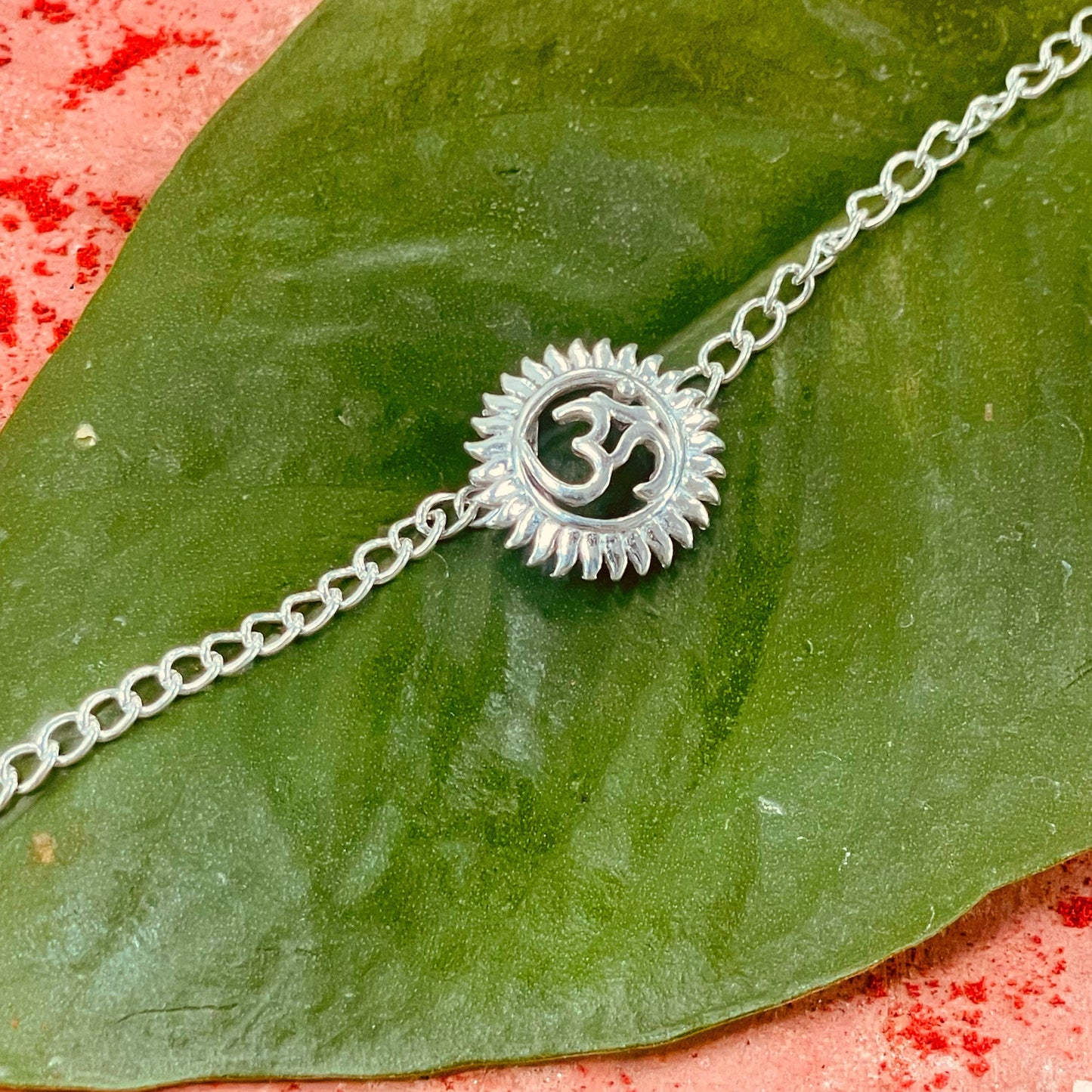 trueBrowns 925 Sterling Silver Om Silver Chain Rakhi