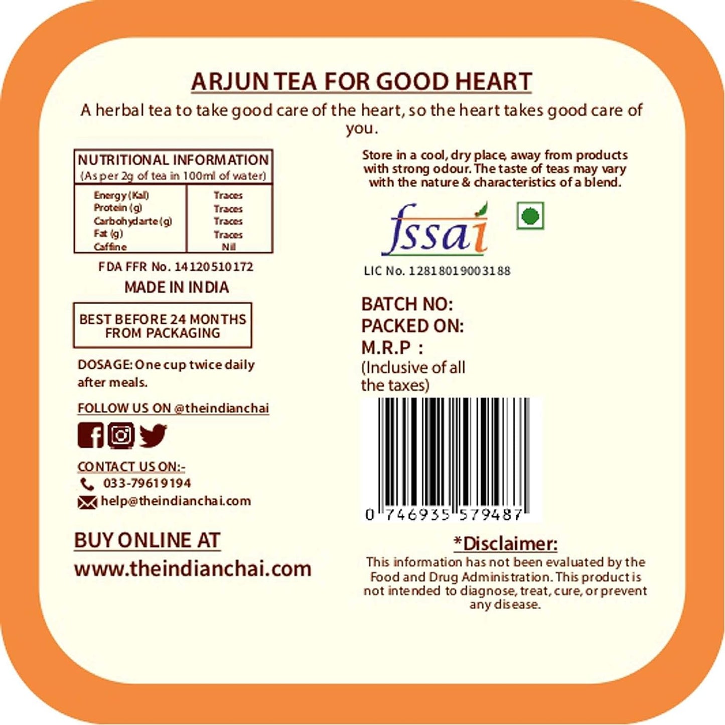 The Indian Chai - Arjun Tea for Good Heart - 50 gm