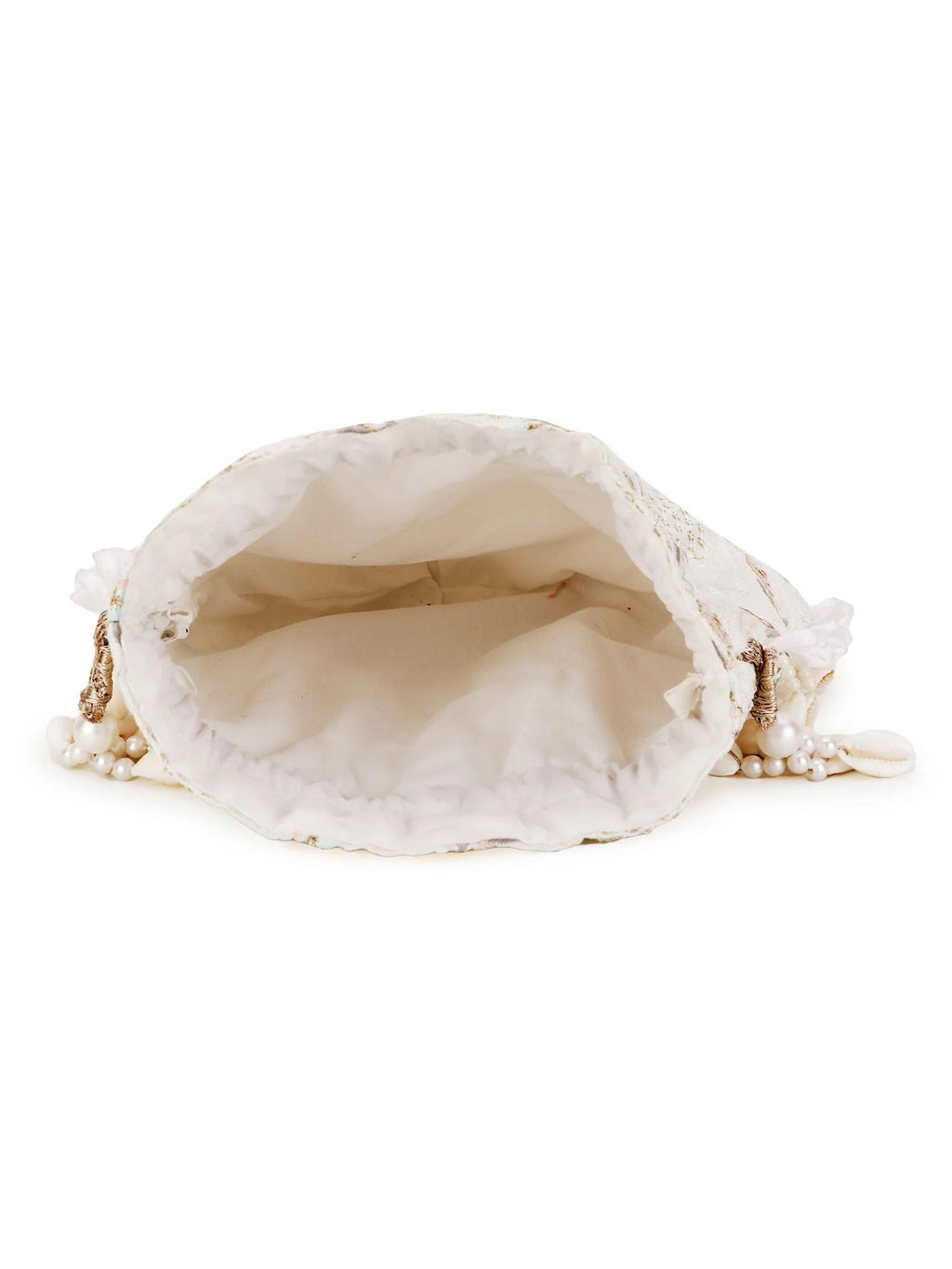 Dangle Stone work Embroidered Faux Silk Potli Bag