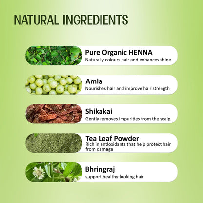 Velleja Herbal Henna Powder for Natural Hair Colour | Enriched with Amla, Bhringraj & Shikakai