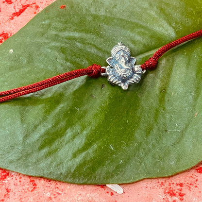 trueBrowns 925 Sterling Silver Lord Ganesh Idol Thread Rakhi