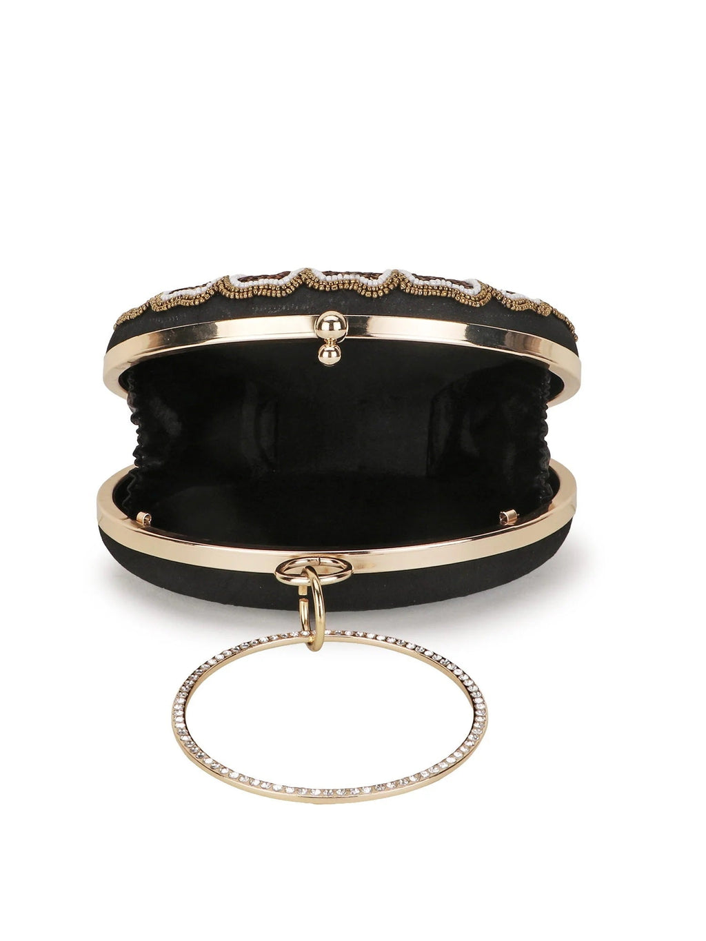 Gala Floral Emroidered Faux Silk Clutch