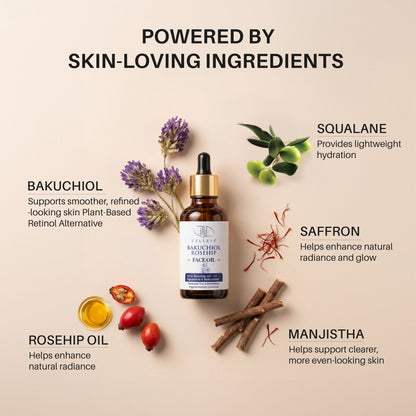 Velleja Bakuchiol Rosehip Face Oil with Squalane for Pigmentation & Dark Spots | Velleja