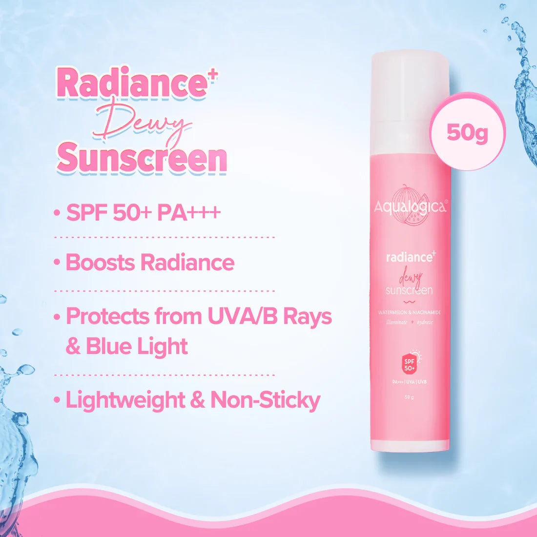 Aqualogica Radiance+ Skincare Set with Niacinamide, Watermelon & Hyaluronic Acid – 3-Piece Daily Routine