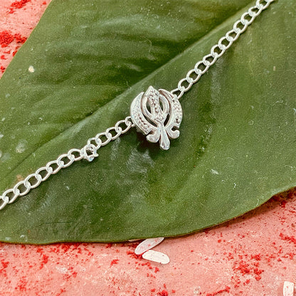 trueBrowns 925 Sterling Silver Khanda Silver Chain Rakhi