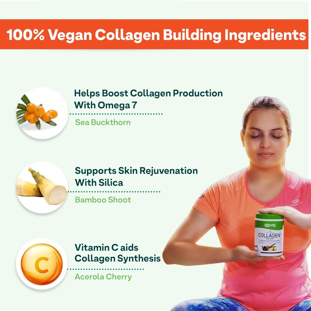 OZiva Plant Based Collagen Builder - 250 gm - Berry Orange