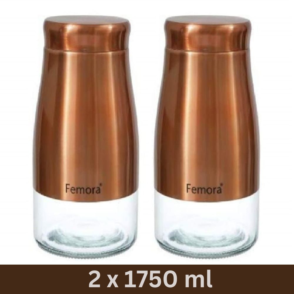 Clear Glass Rose Gold Storage Jar | Set of 2 | Multiple Sizes
