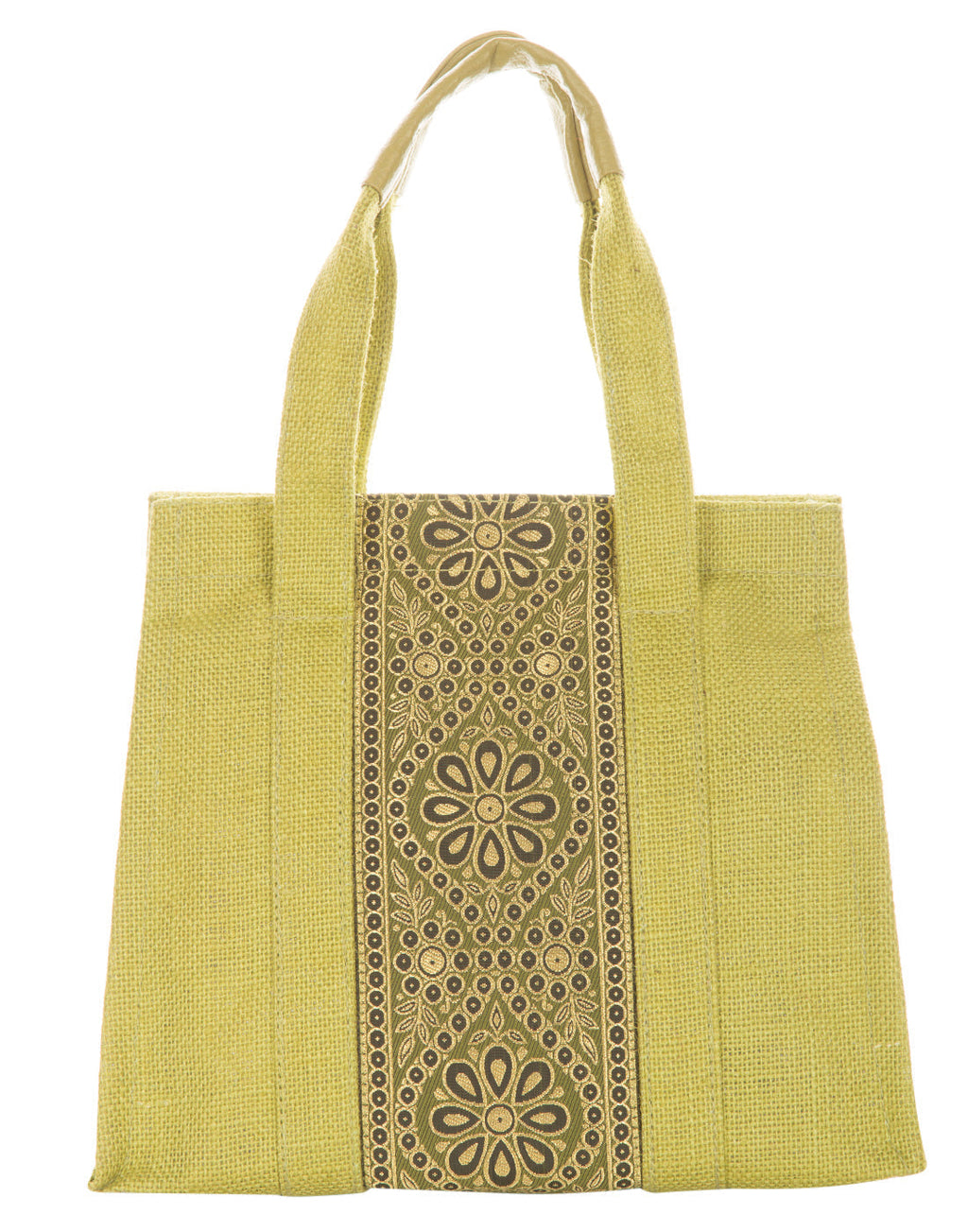 Jute Cottage Vertical Lace Zipper Lunch Bag Jute Bag