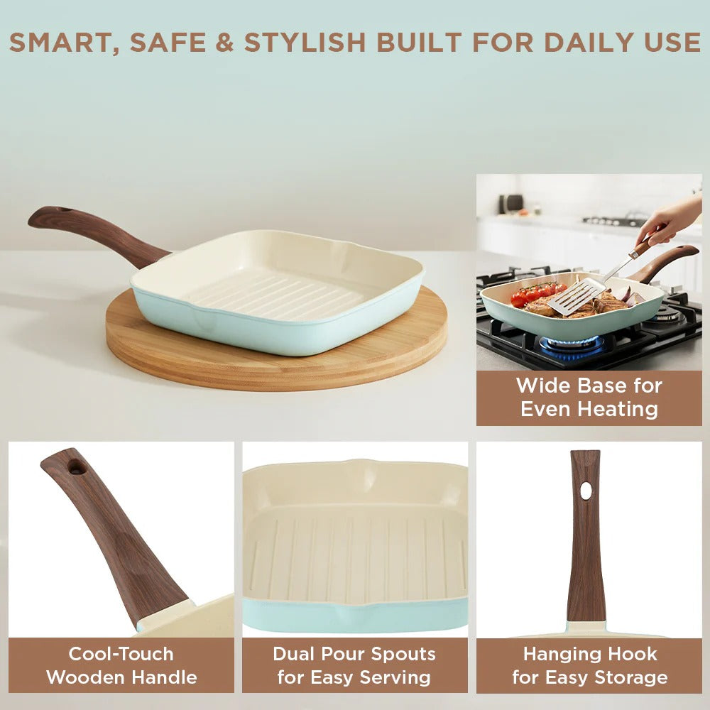 Vinod CeraVit Square Grill Pan Ceramic Non-Stick Induction Friendly