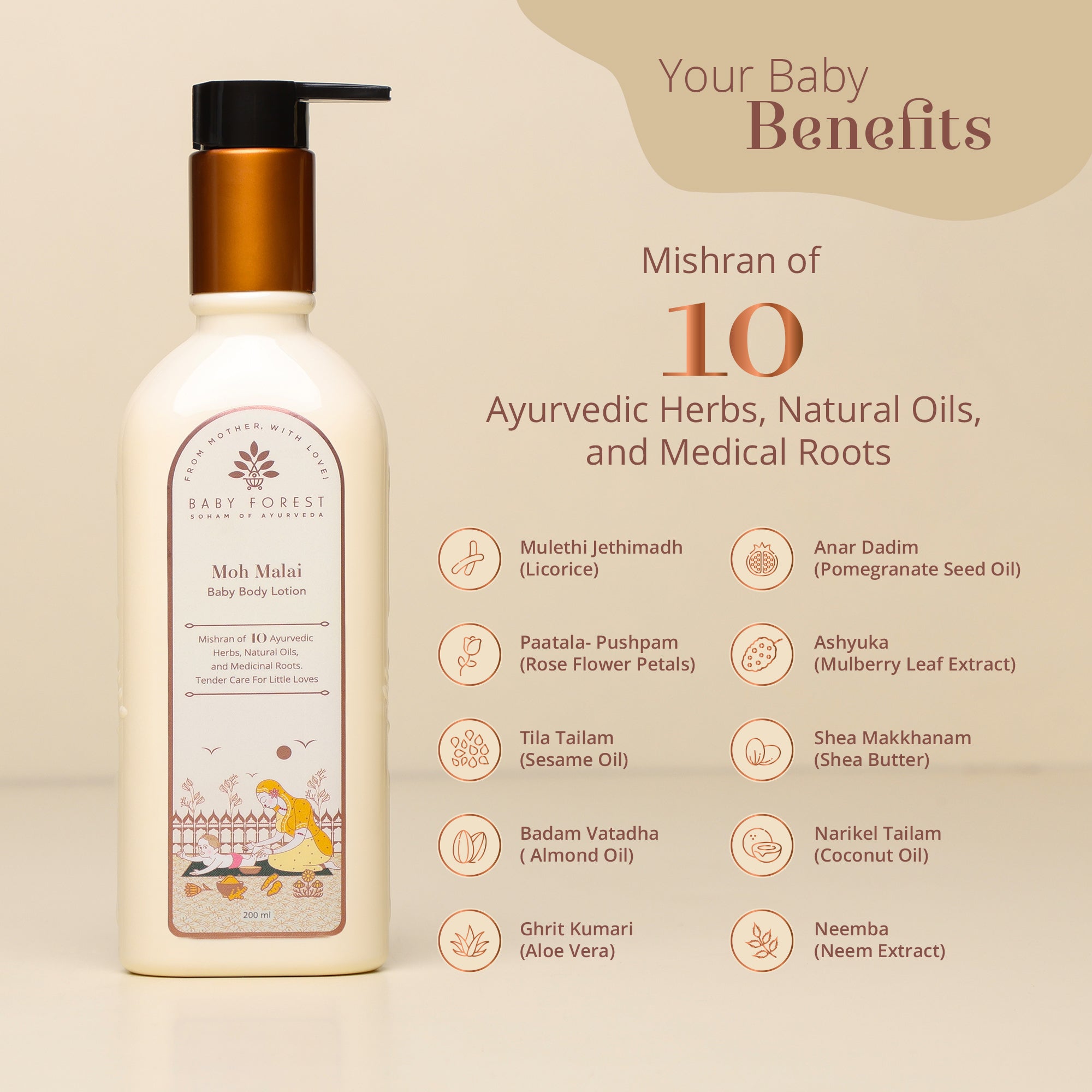 Baby Forest Moh Malai Baby Body Lotion - 200 ml
