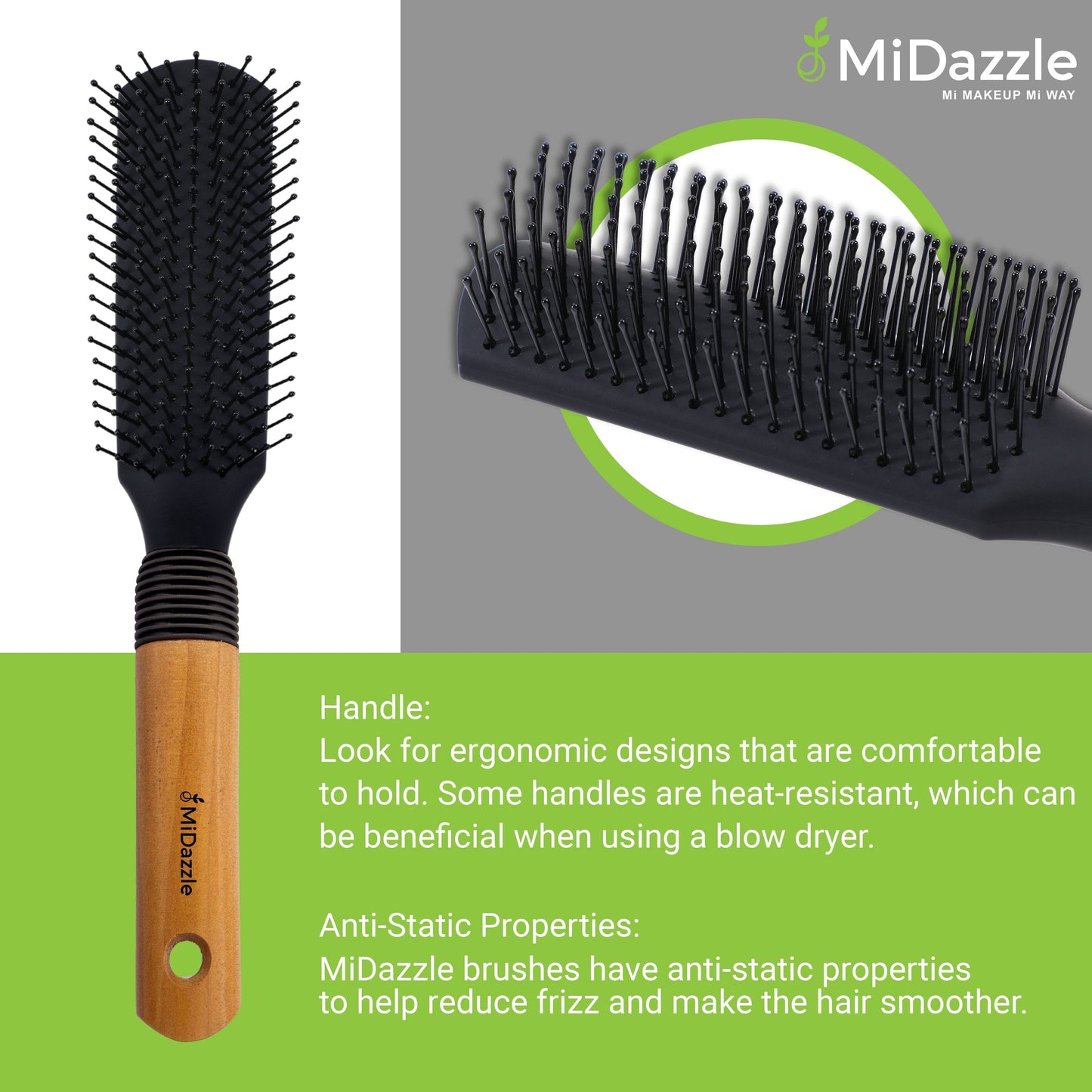 MiDazzle Hair Brush (Wooden) MIHB0036
