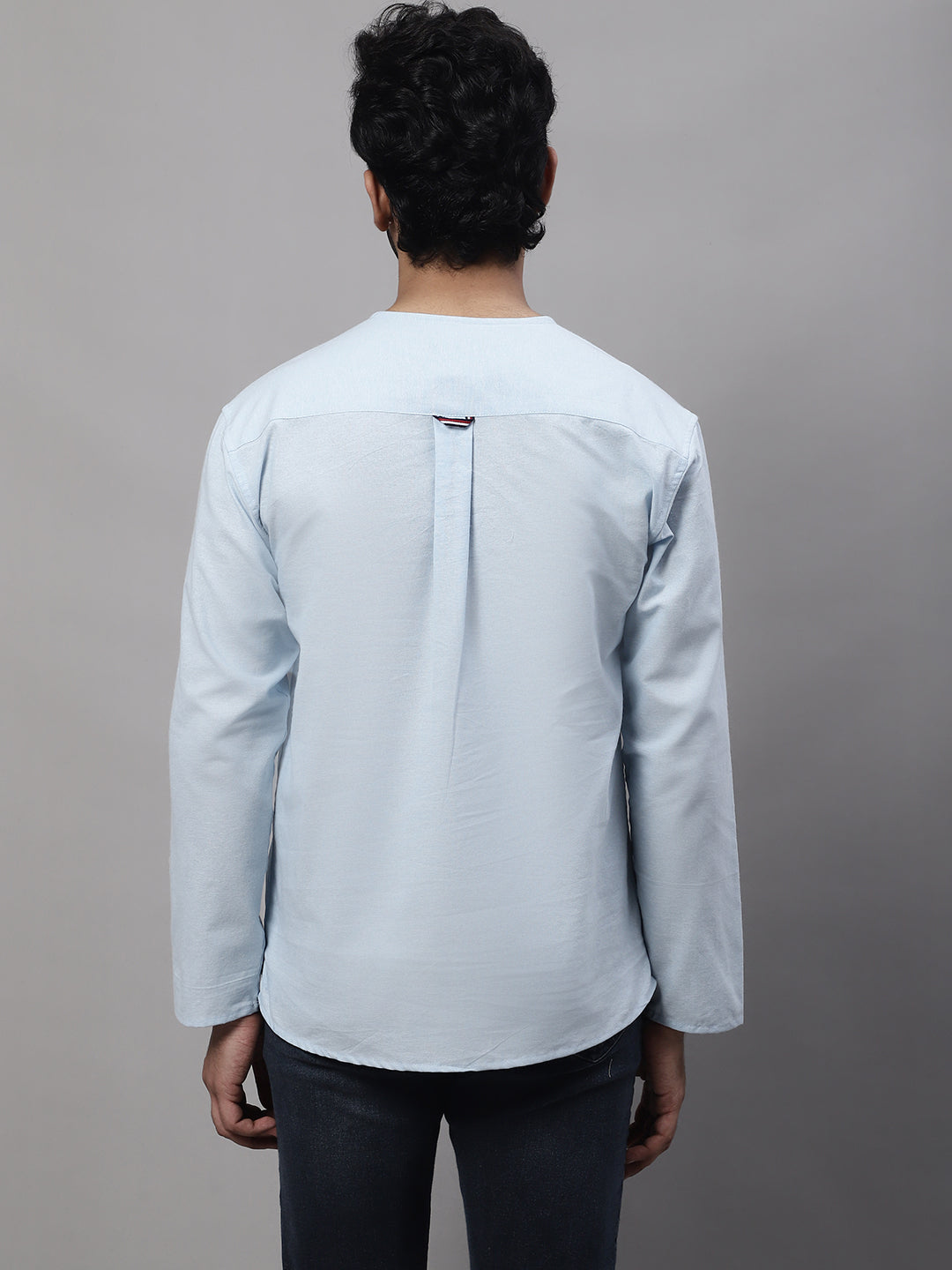 Even Apparels Blue Pure Cotton Open Neck Kurta
