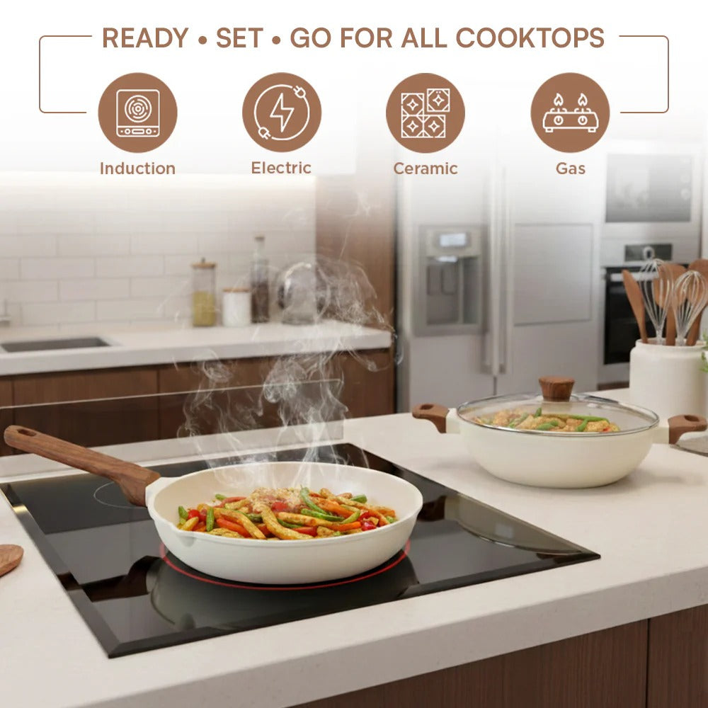 Vinod Di Casa Signature Ceramic Non-Stick Cookware Set of 3 Induction Bottom