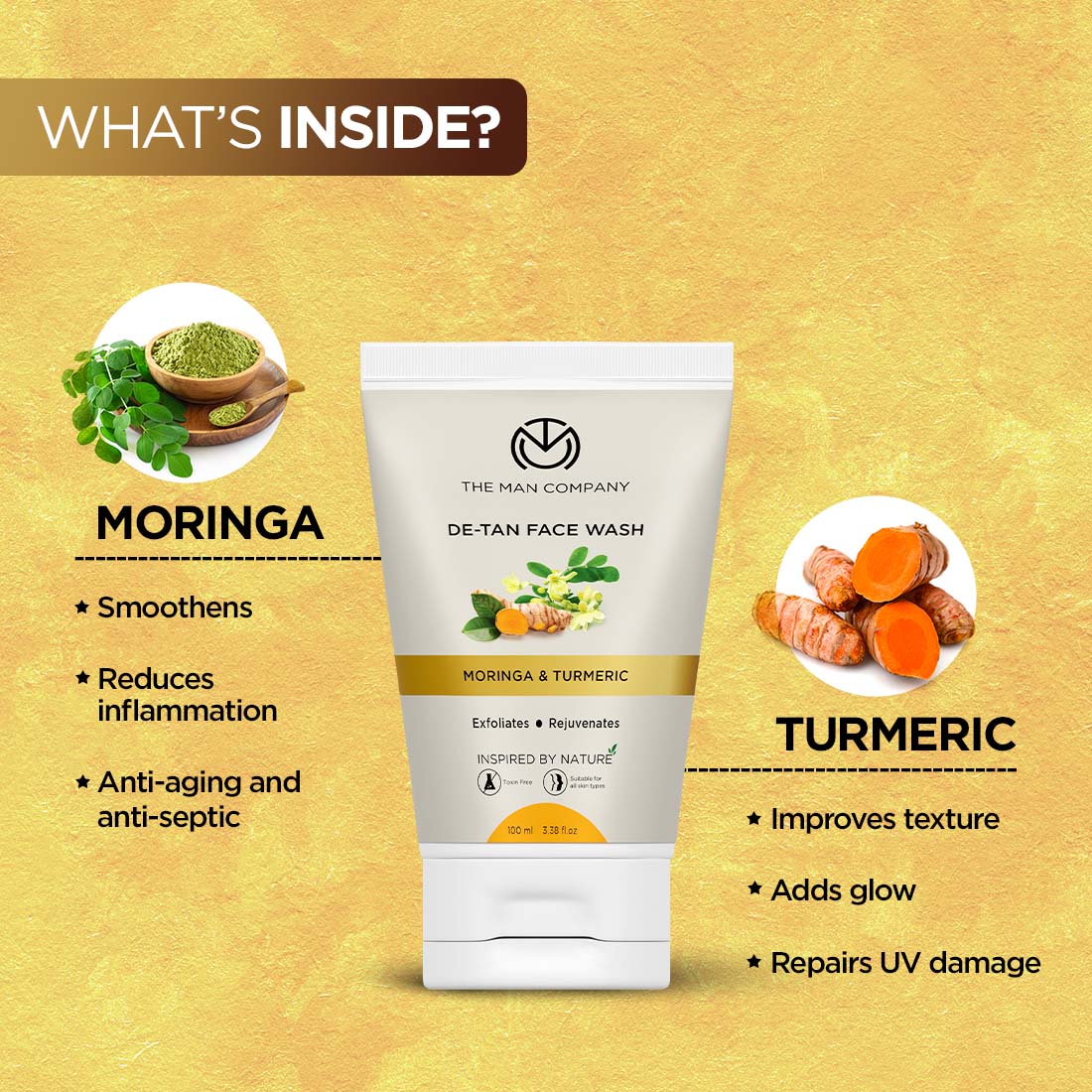 The Man Company De-Tan Face Wash Moringa & Turmeric - 100 ml