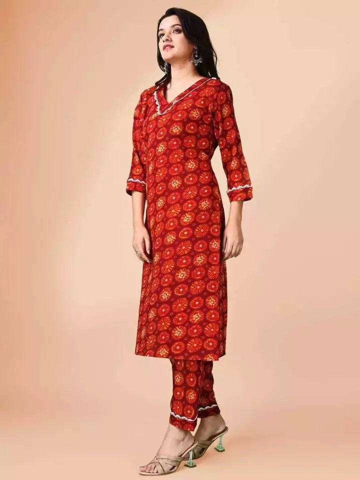 Fancy Full Stitched Delta Silk & Printed Work Top Bottom