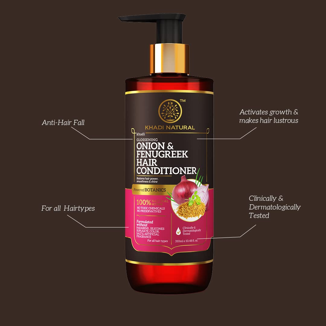 Khadi Natural Onion & Fenugreek Hair Conditioner - Paraben, Silicones, Sulphate, Color, Salt & Artificial Fragrance Free-310 ml